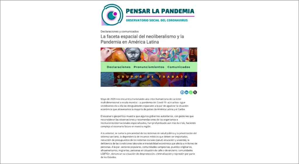 La faceta espacial del neoliberalismo y la Pandemia en América Latina