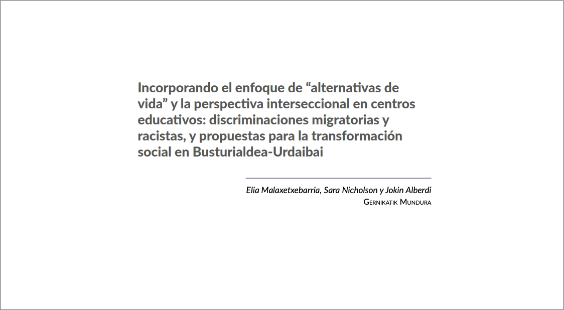 Alternativas de vida en centros educativos