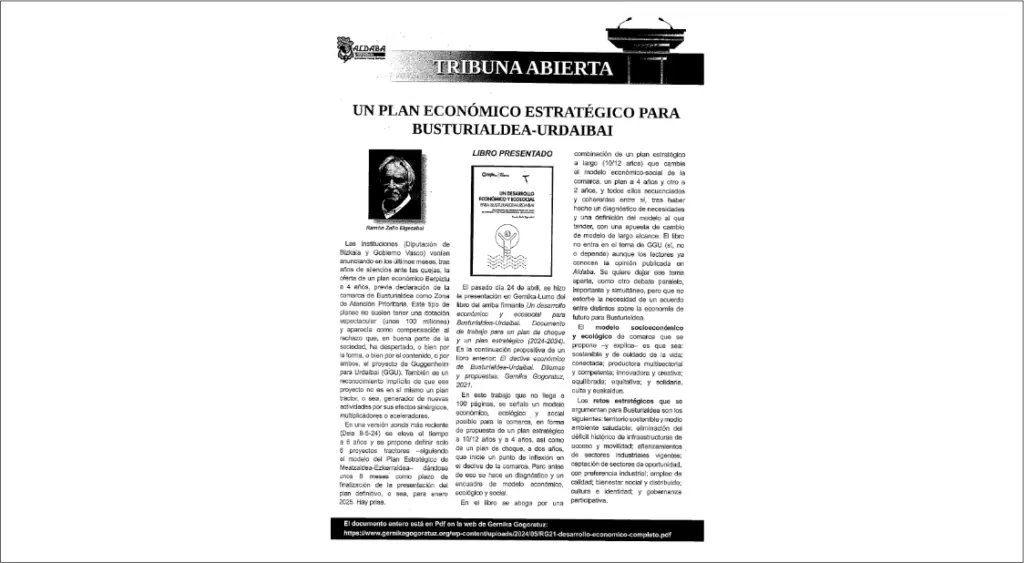 Un plan económico estratégico para Busturialdea-Urdaibai.